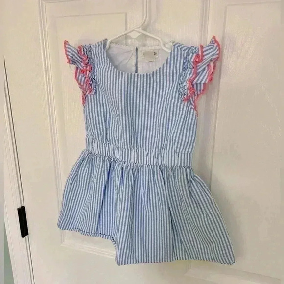 J. Crew Crewcuts Girls Blue & White Seersucker Dress size 2 - Picture 2 of 3